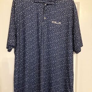 RLX Ralph Lauren Navy Blue Floral Print Polo